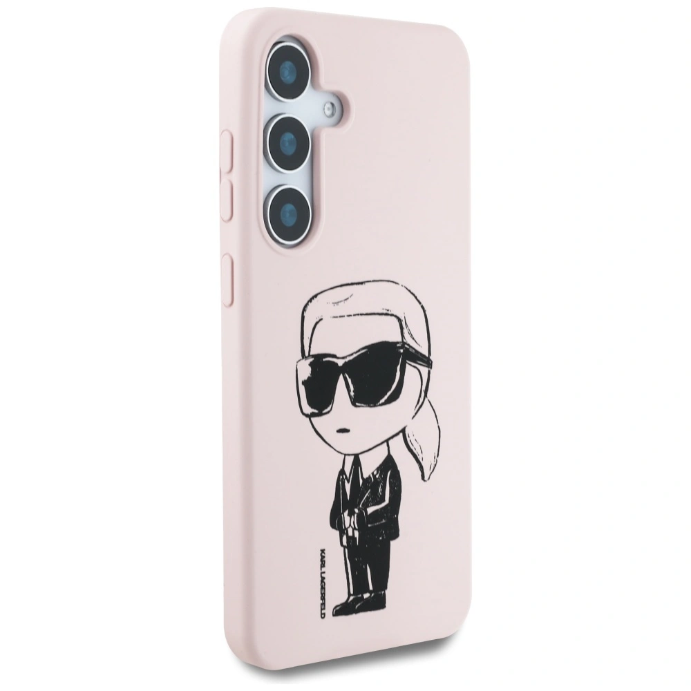 Kryt Karl Lagerfeld Silicone Graffiti Ikonik Printed Logo MagSafe Samsung Galaxy S25 pink