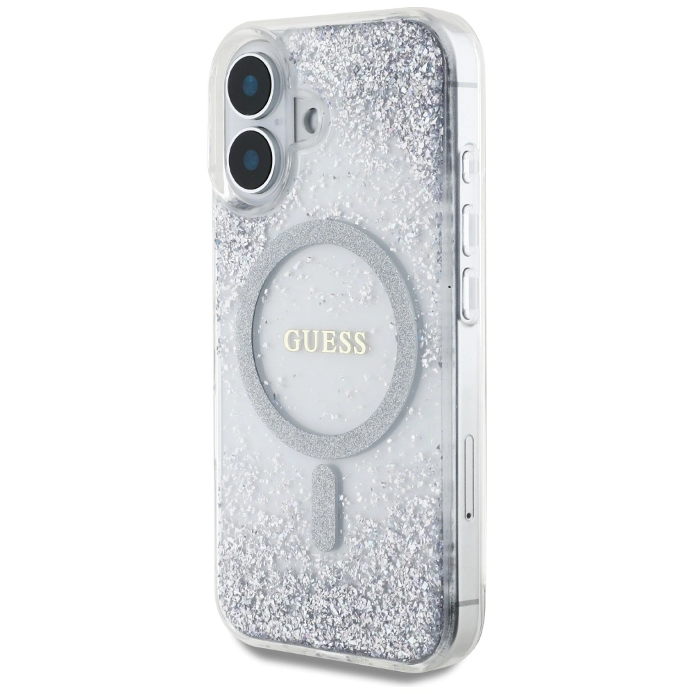Kryt Guess HC Resin Bottom Glitter Apple iPhone 16 MagSafe silver