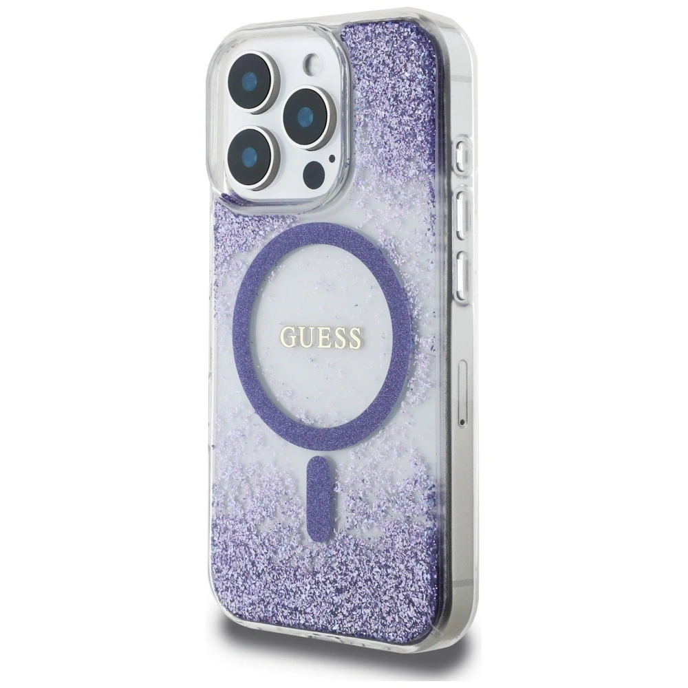 Kryt Guess HC Resin Bottom Glitter Apple iPhone 16 Pro Max MagSafe purple