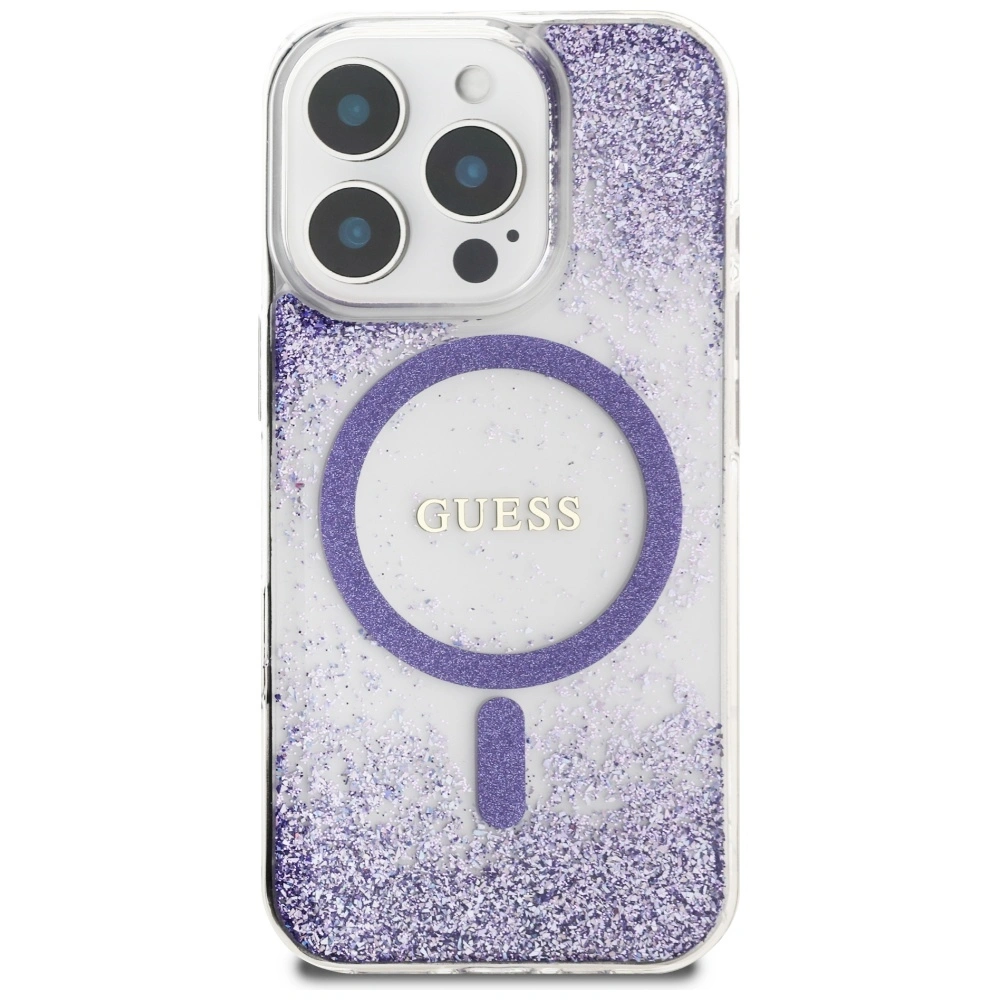 Kryt Guess HC Resin Bottom Glitter Apple iPhone 16 Pro Max MagSafe purple