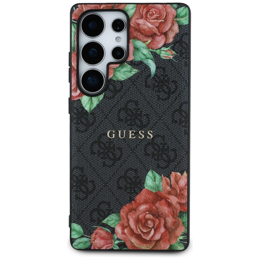 Kryt Guess Leather 4G Flowers Print Metal Classic Logo MagSafe Samsung Galaxy S25 Ultra black