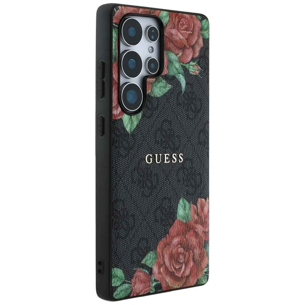 Kryt Guess Leather 4G Flowers Print Metal Classic Logo MagSafe Samsung Galaxy S25 Ultra black