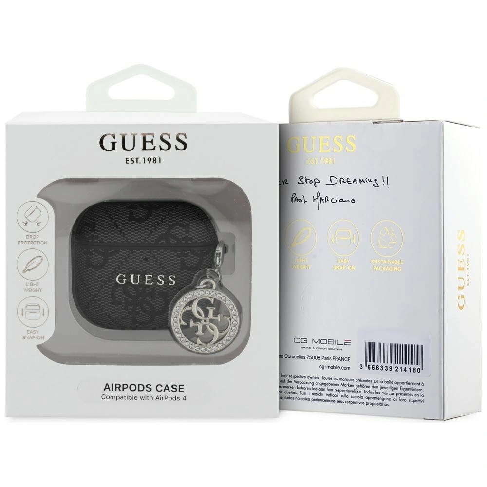 Kryt Guess 4G Strass Charm Apple AirPods 4 black