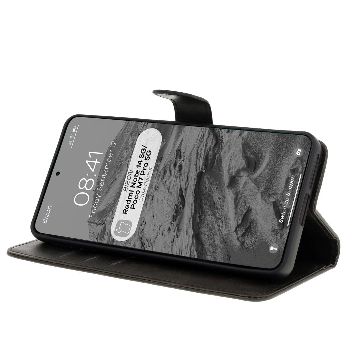 Kryt Bizon Case Pocket Xiaomi Redmi Note 14 5G / Poco M7 Pro 5G black