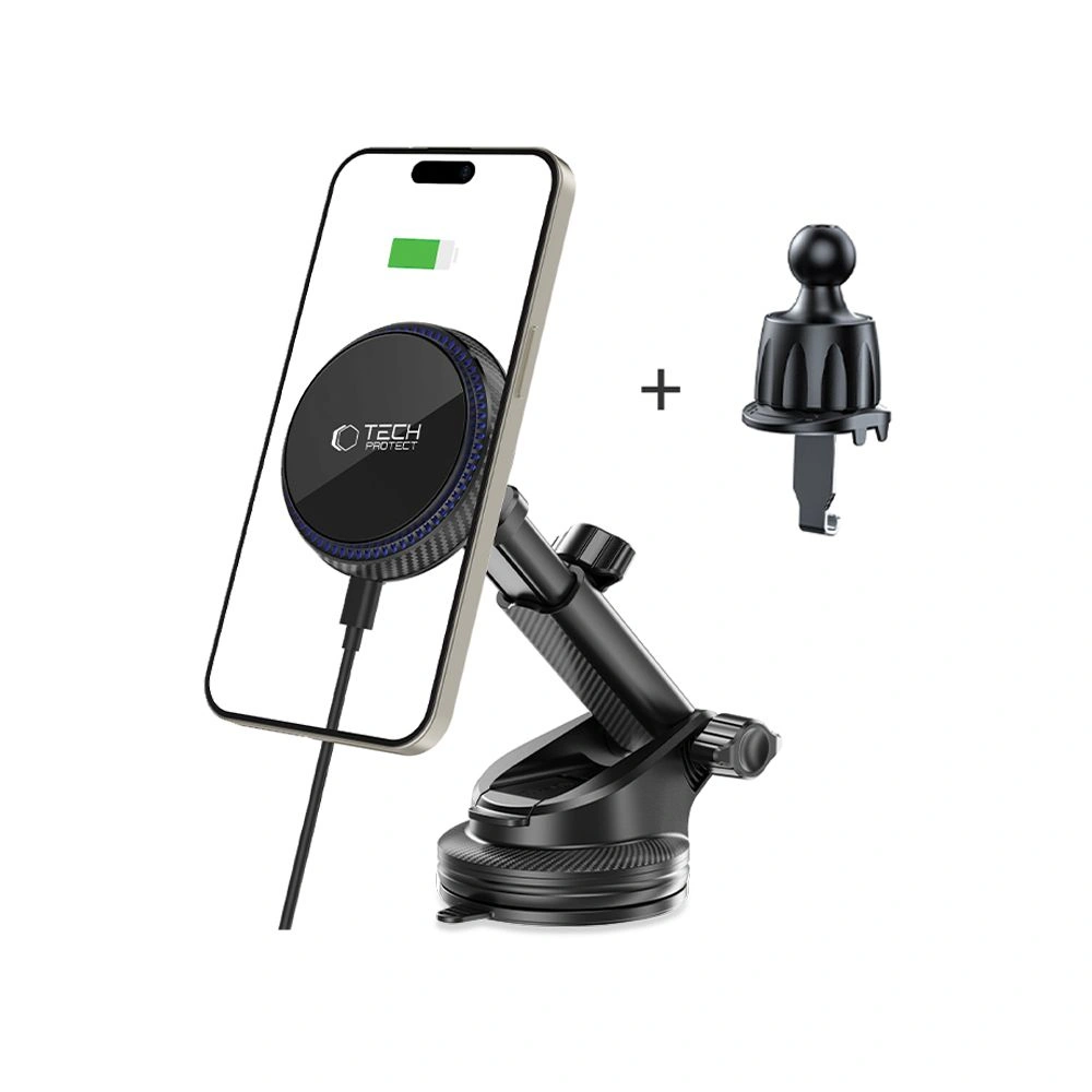 Držák do auta Tech-Protect MM15W-V4 Magnetic MagSafe Dashboard & Vent Wireless Charger 15W, Black
