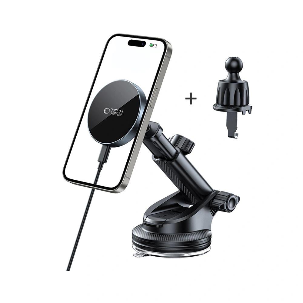 Držák do auta Tech-Protect MM15W-V5 Magnetic MagSafe Dashboard & Vent Wireless Charger 15W, Black