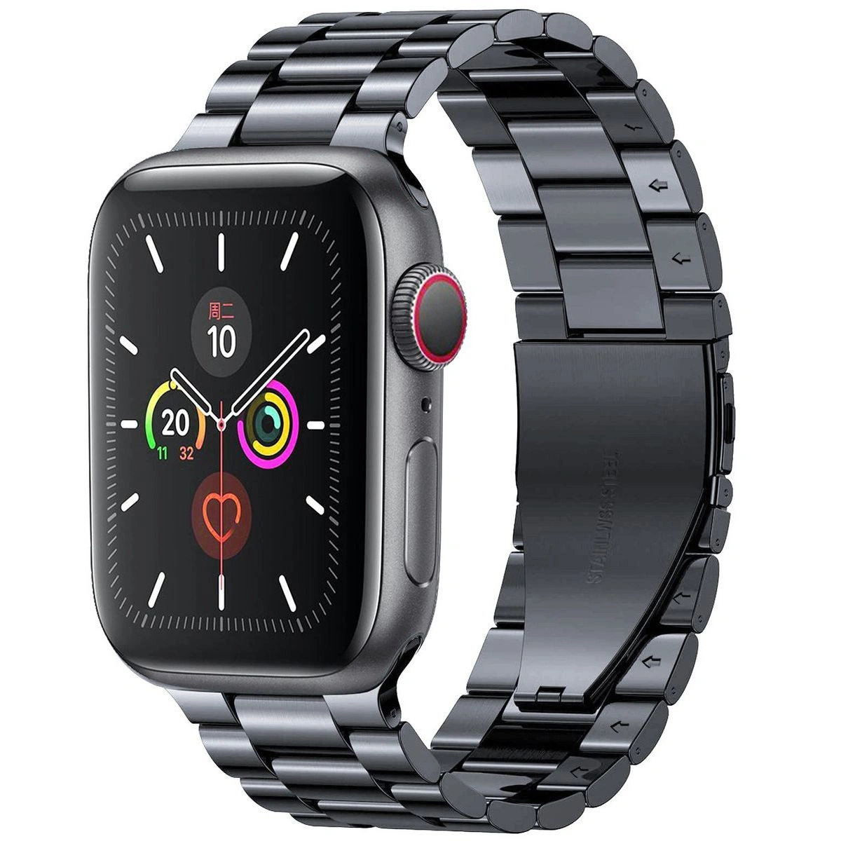 Bizon Strap Watch Aura Apple Watch 42/44/45/46/49 mm black