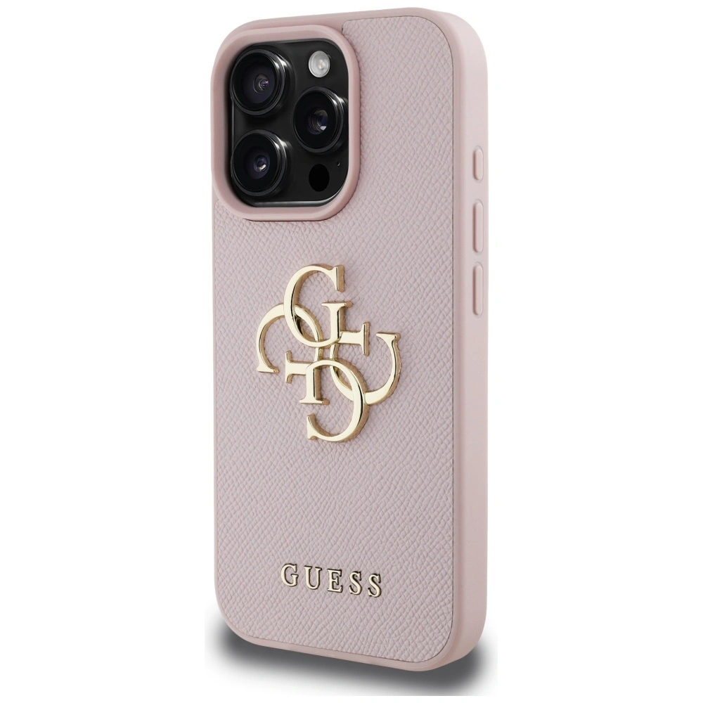 Kryt Guess Grained Big 4G Logo Small Classic Logo Apple iPhone 16 Pro pink