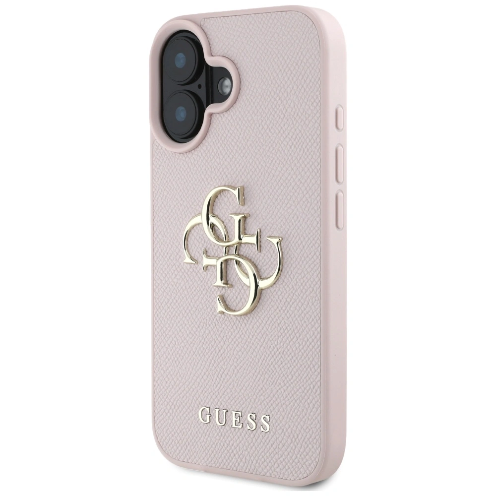 Kryt Guess Grained Big 4G Logo Small Classic Logo Apple iPhone 16 pink
