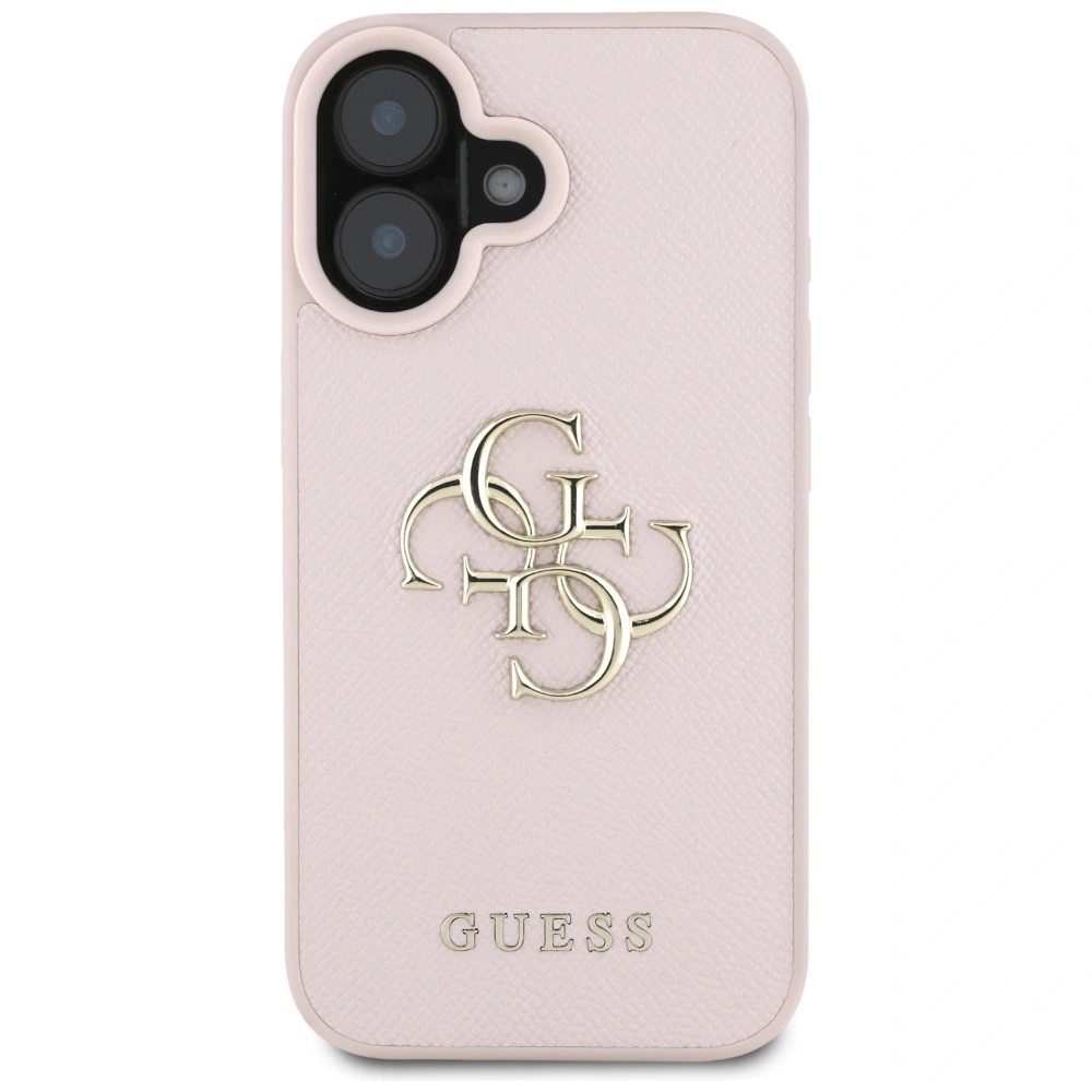 Kryt Guess Grained Big 4G Logo Small Classic Logo Apple iPhone 16 pink