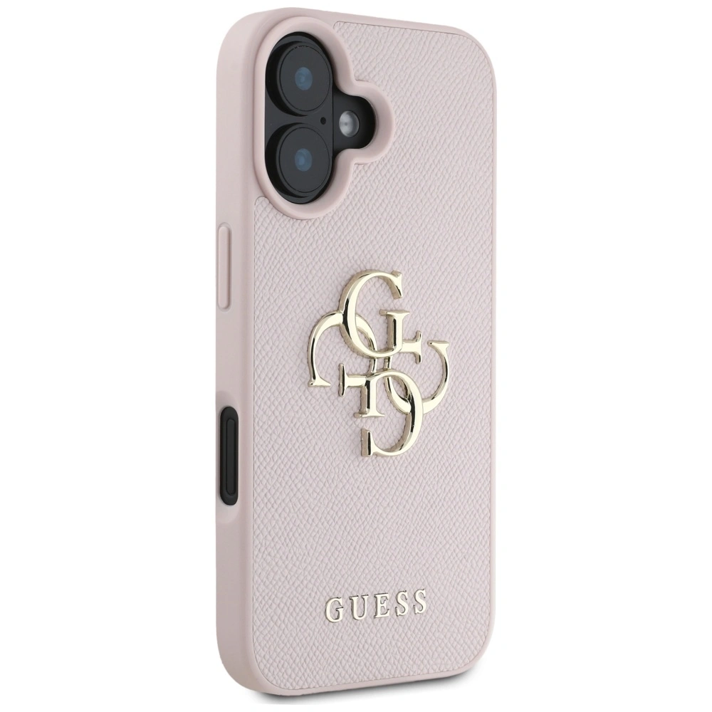 Kryt Guess Grained Big 4G Logo Small Classic Logo Apple iPhone 16 pink
