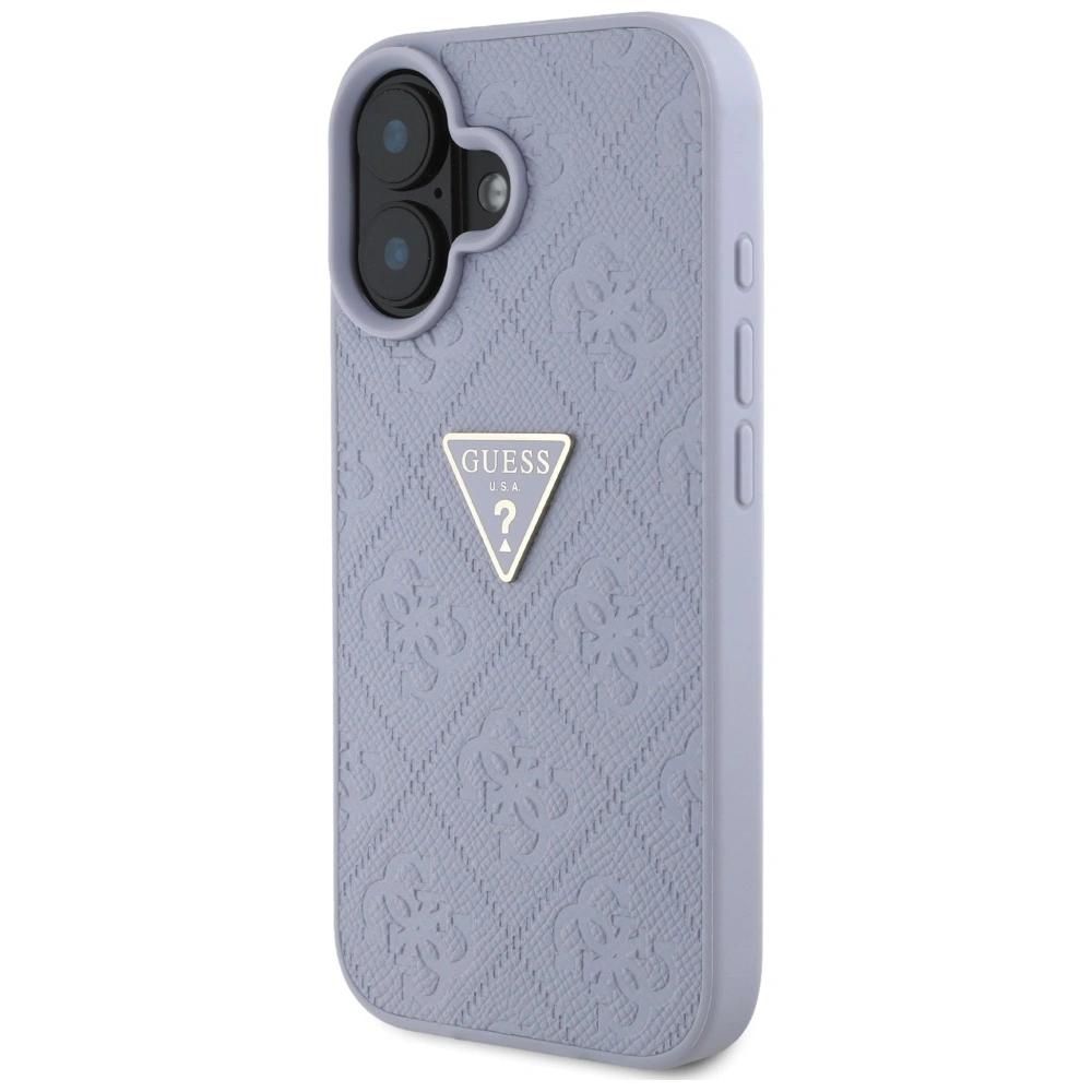 Kryt Guess Hot Stamp 4G Pattern Triangle Metal Logo Apple iPhone 16 purple