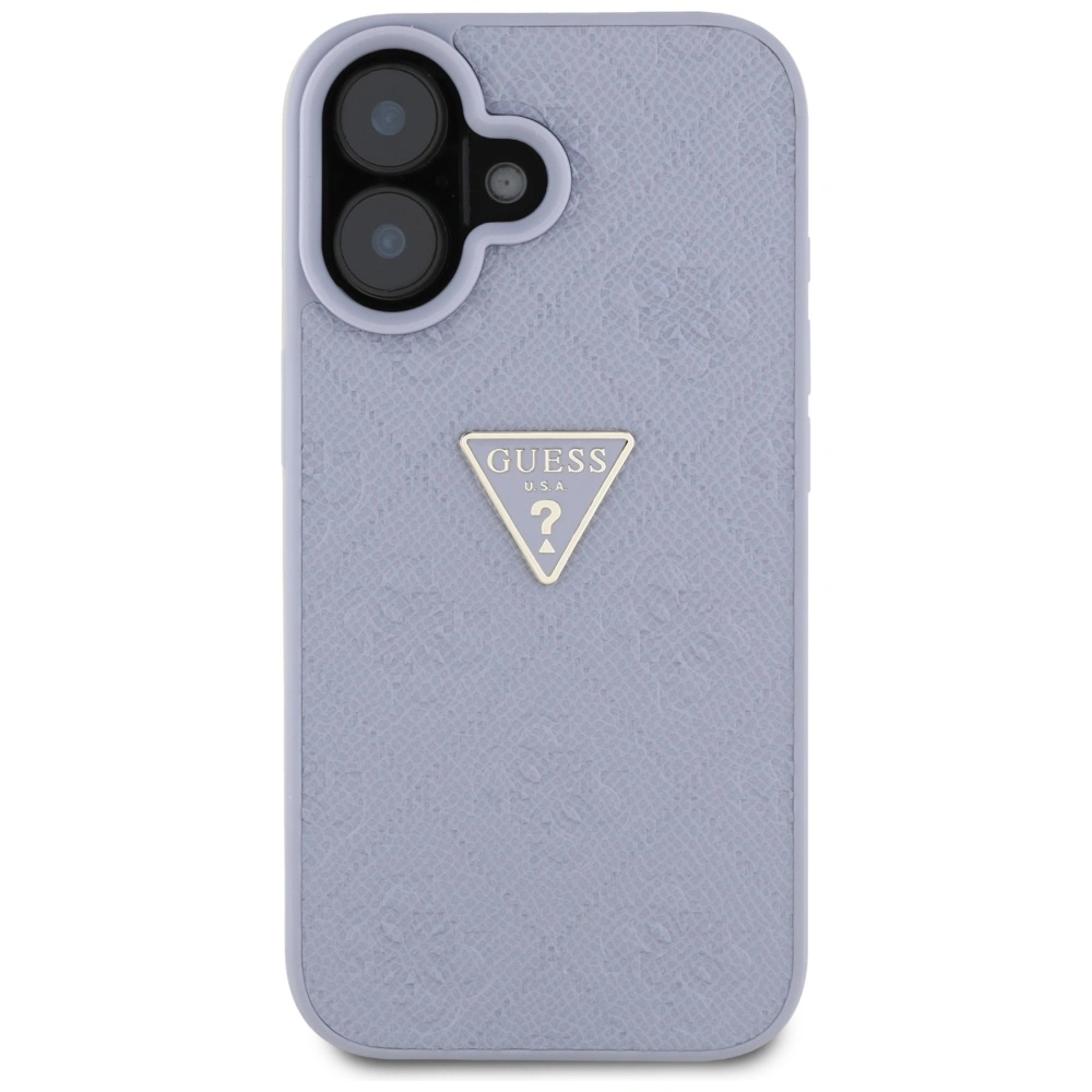 Kryt Guess Hot Stamp 4G Pattern Triangle Metal Logo Apple iPhone 16 purple