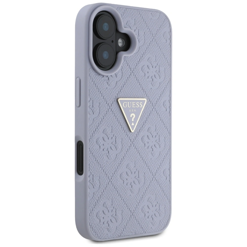 Kryt Guess Hot Stamp 4G Pattern Triangle Metal Logo Apple iPhone 16 purple