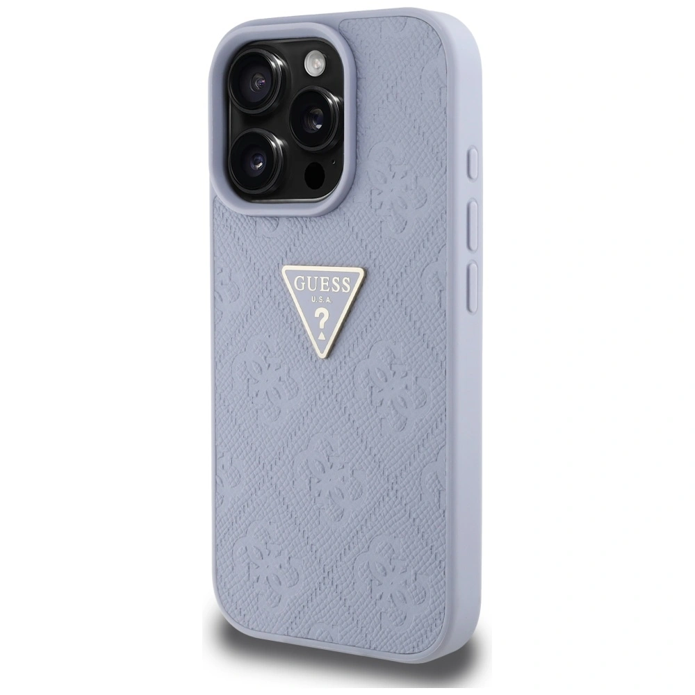 Kryt Guess Hot Stamp 4G Pattern Triangle Metal Logo Apple iPhone 16 Pro purple