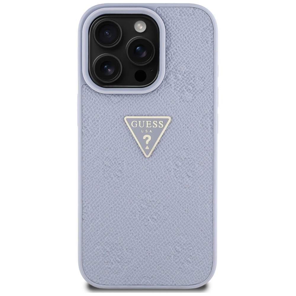 Kryt Guess Hot Stamp 4G Pattern Triangle Metal Logo Apple iPhone 16 Pro purple