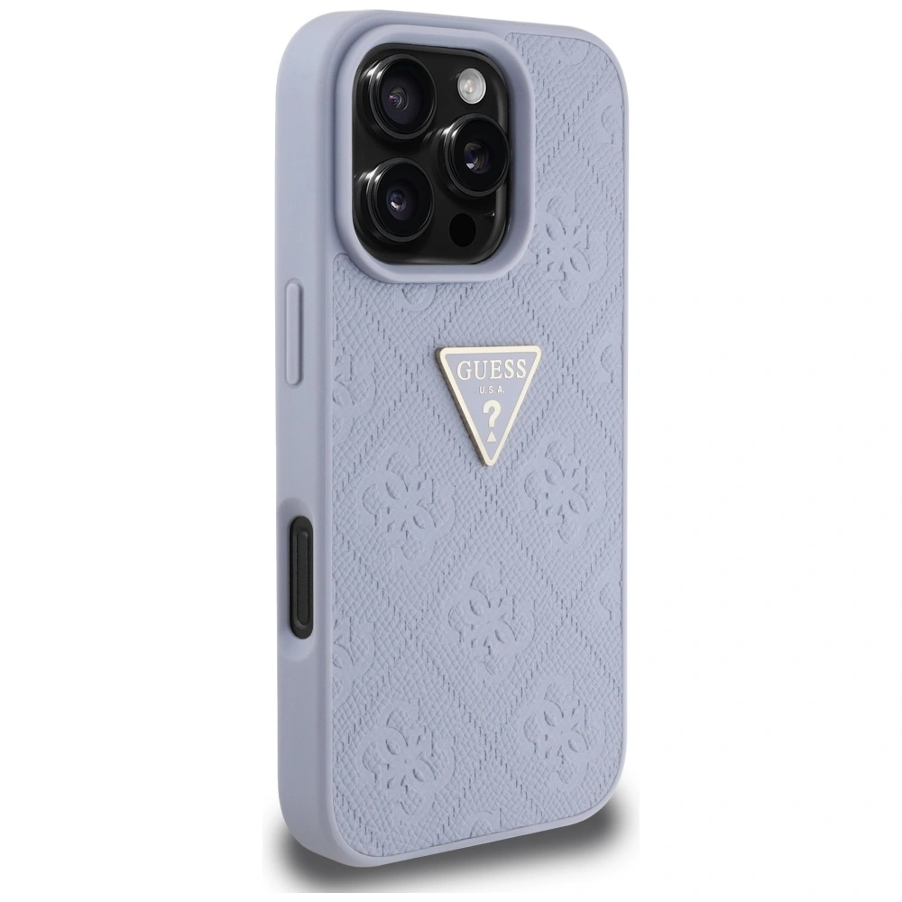 Kryt Guess Hot Stamp 4G Pattern Triangle Metal Logo Apple iPhone 16 Pro purple