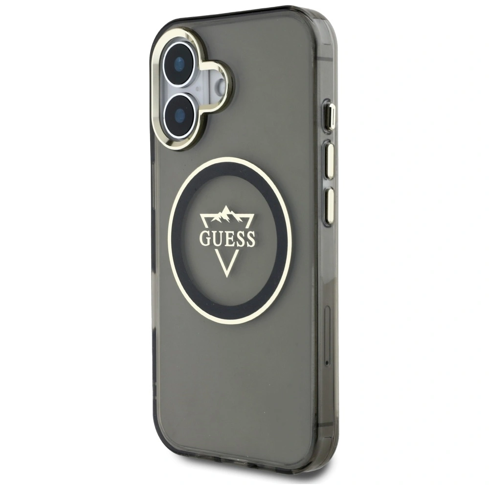 Kryt Guess IML Metal Mountain Logo MagSafe Apple iPhone 16 black