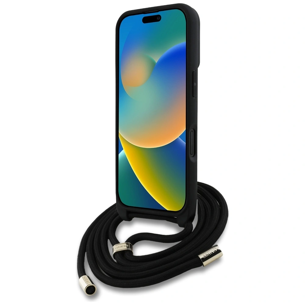 Kryt Guess 4G Big Logo Cord Stap Crossbody Apple iPhone 16 black