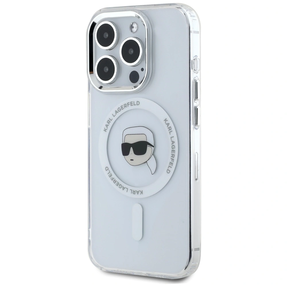 Kryt Karl Lagerfeld IML Metal Karl Head MagSafe Apple iPhone 15 Pro white