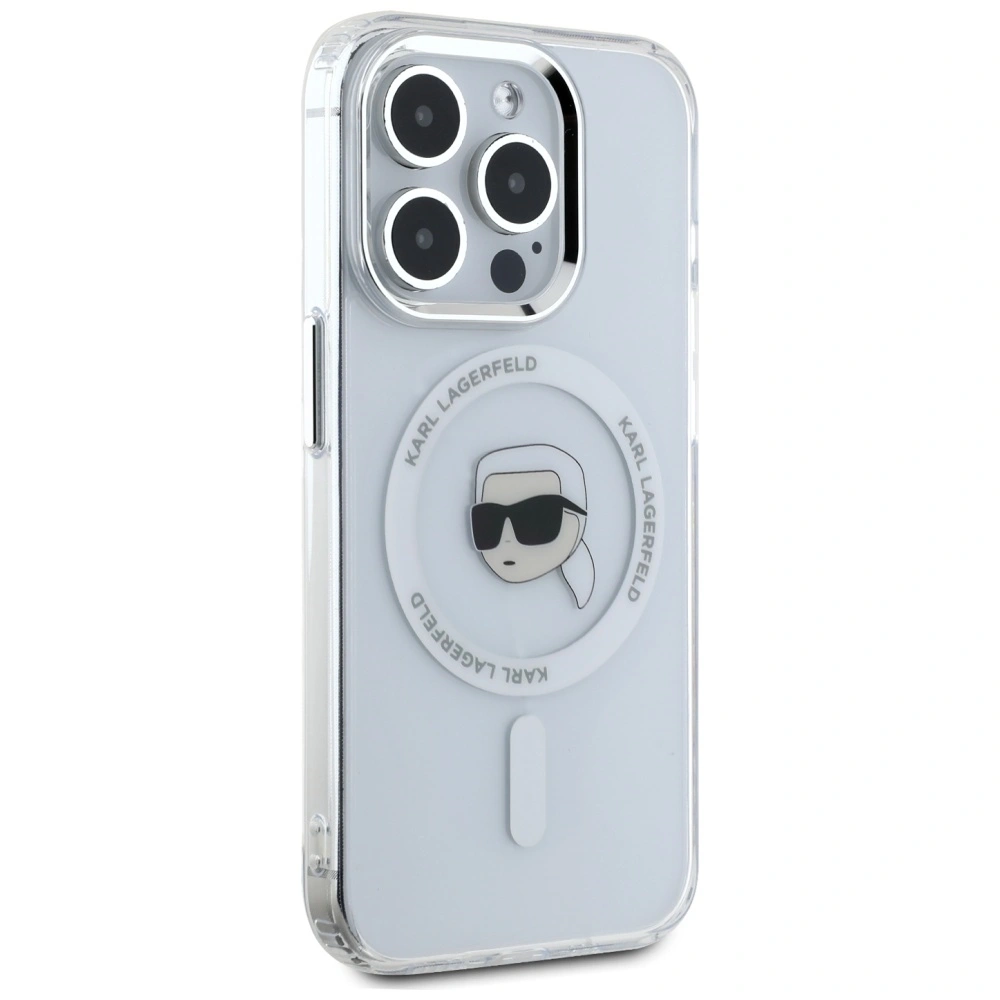 Kryt Karl Lagerfeld IML Metal Karl Head MagSafe Apple iPhone 15 Pro white