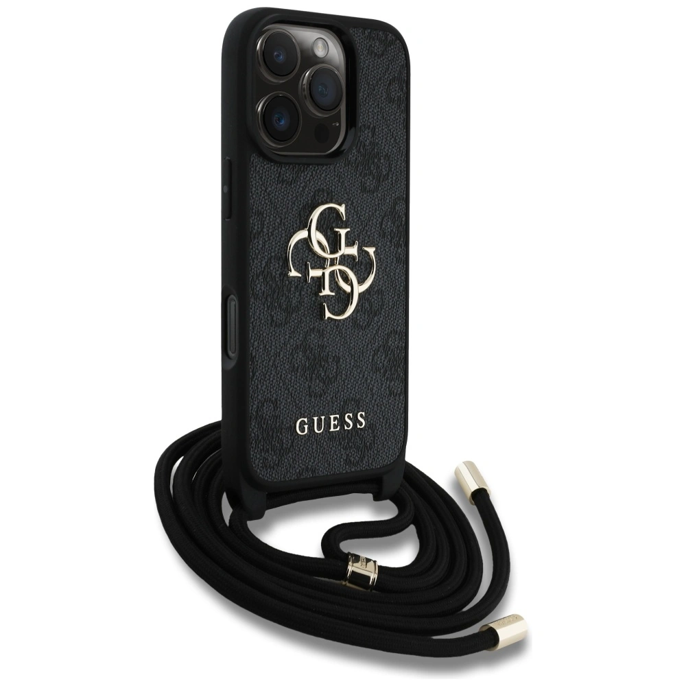 Kryt Guess 4G Big Logo Cord Stap Crossbody Apple iPhone 16 Pro Max black