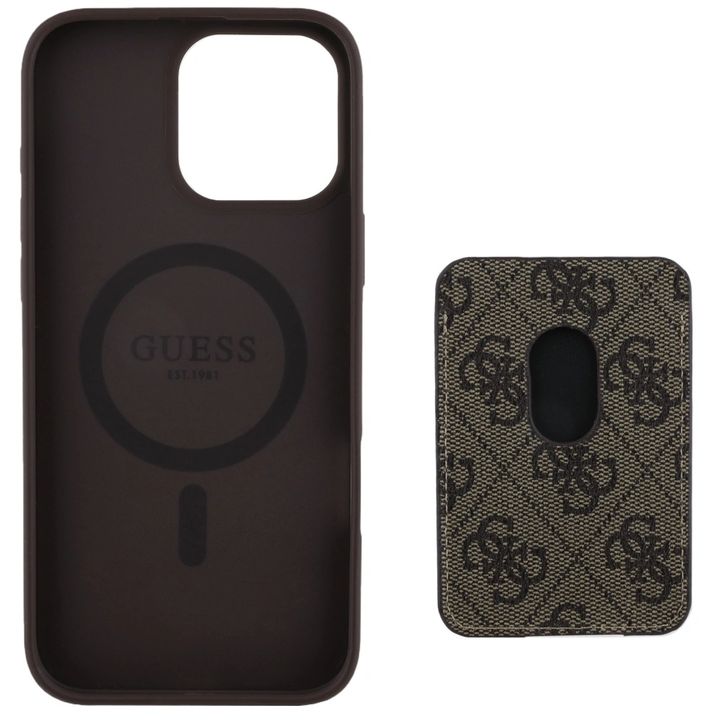 Knížkové pouzdro Guess 4G Stripes MagSafe Wallet Apple iPhone 16 Pro Max brown