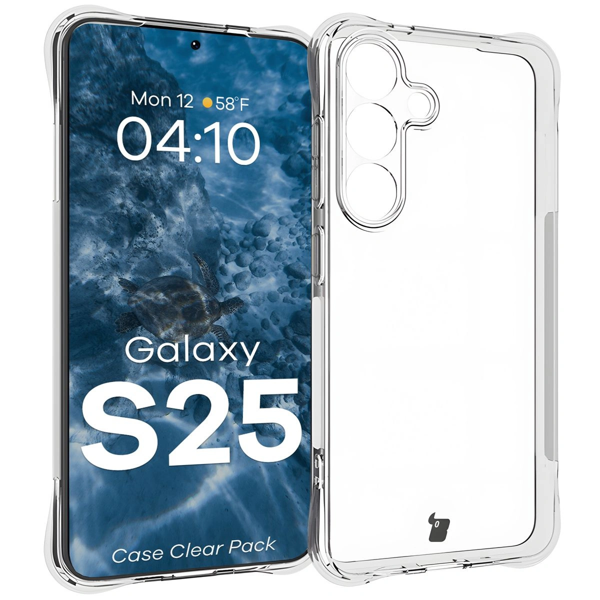 Kryt Bizon Case Clear Pack case + 2x screen glass Samsung Galaxy S25 clear