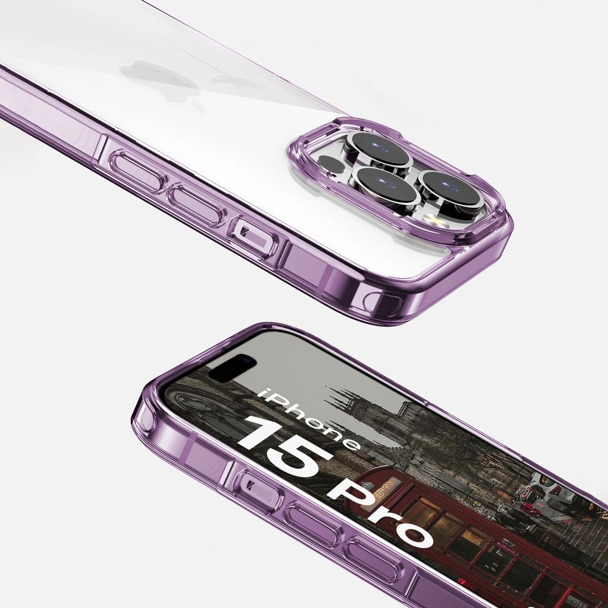 Kryt Bizon Case Halo for Apple iPhone 15 Pro transparent-purple
