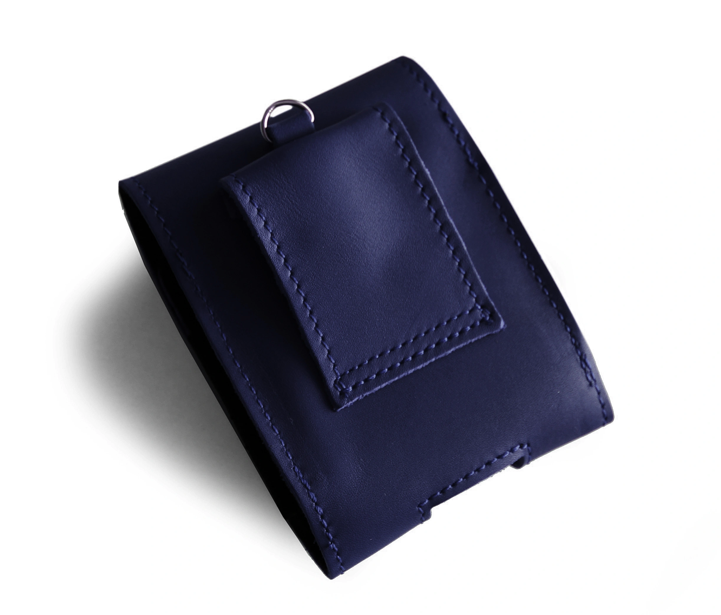 Kryt LURESKO HECTOR FLIP M leather neck case / belt case / loop case for Flip models (smooth navy blue with navy thread)
