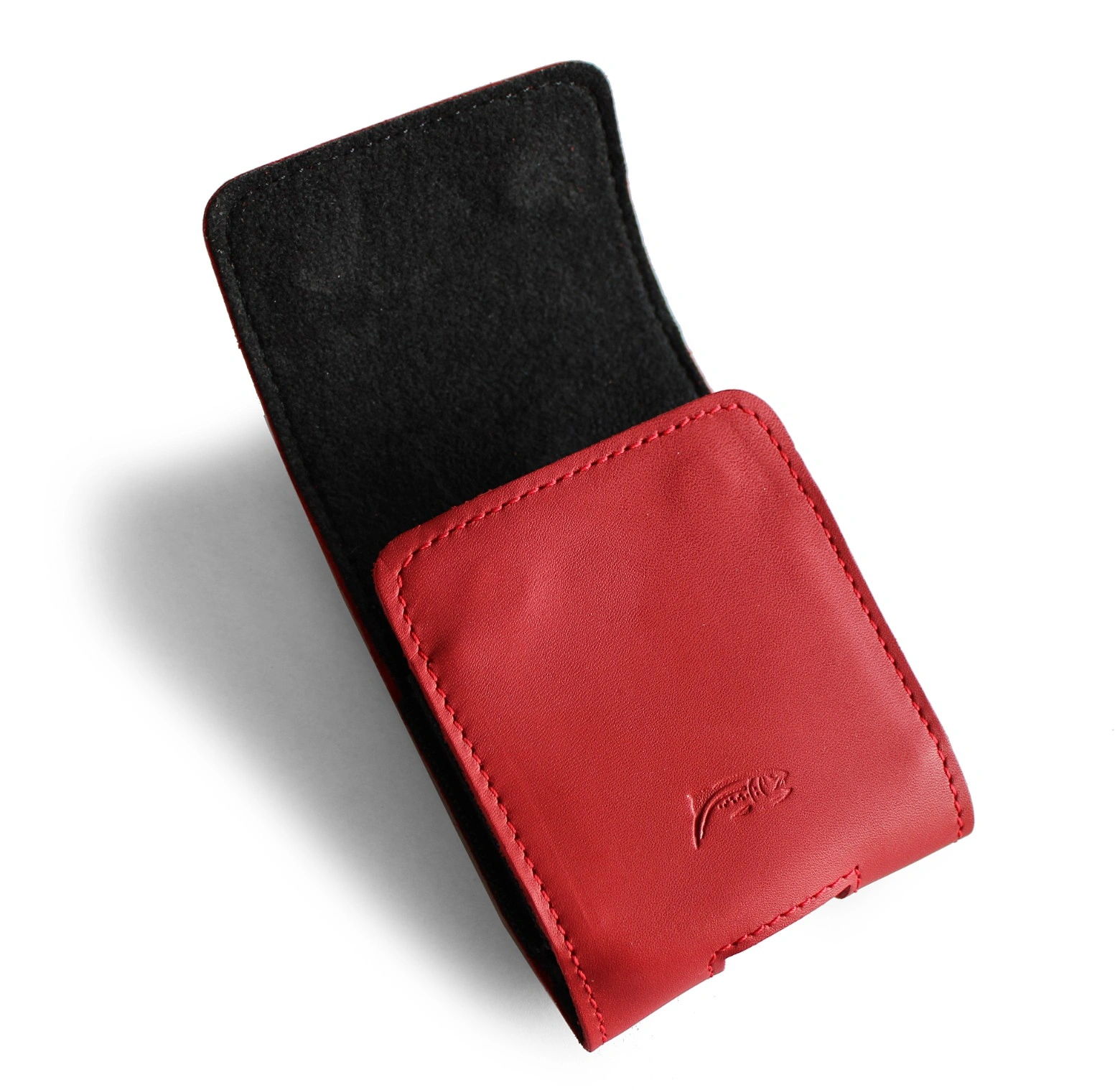 Kryt LURESKO HECTOR FLIP M leather neck/pouch/belt loop case for Flip models (red smooth with red thread)