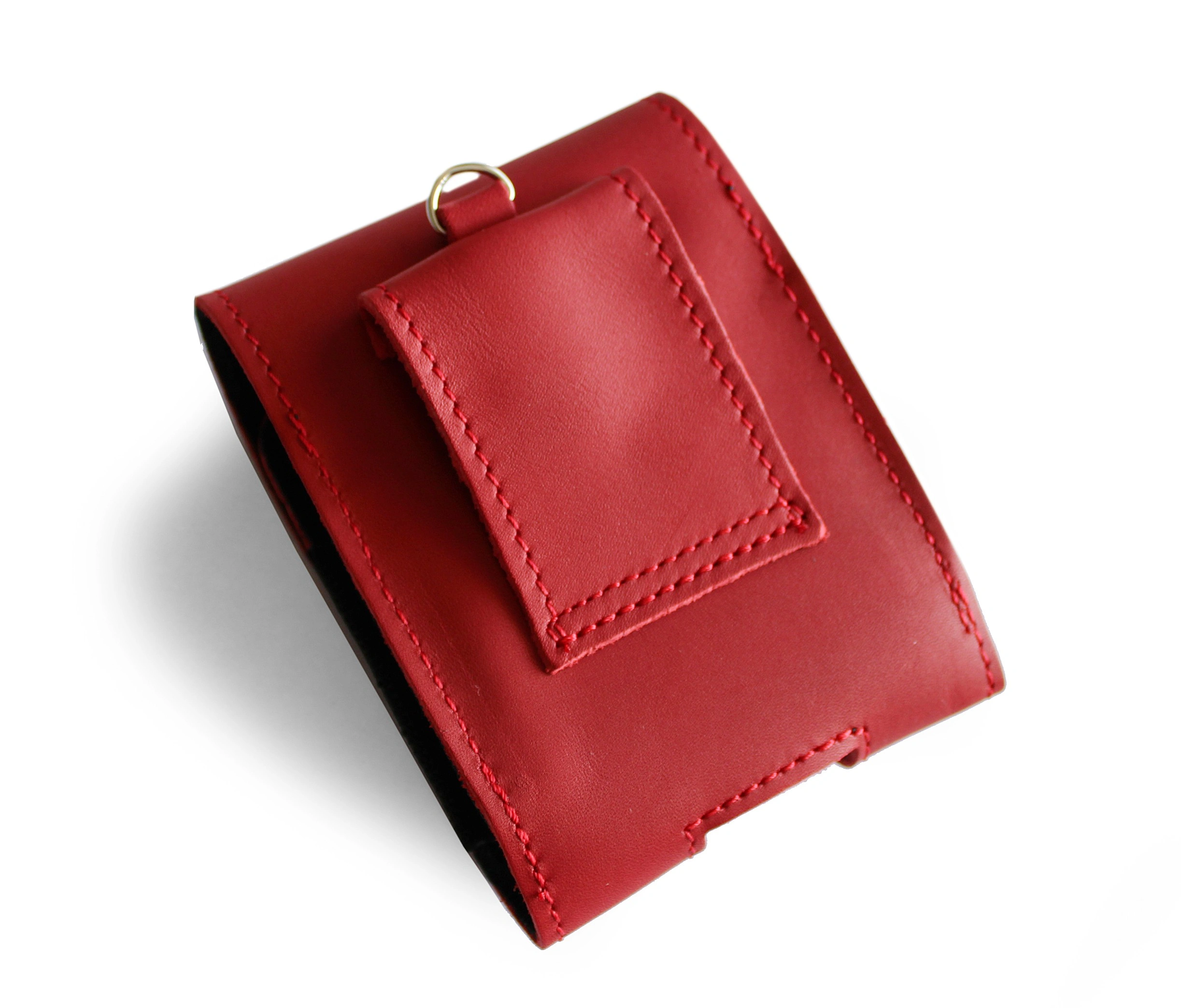 Kryt LURESKO HECTOR FLIP M leather neck/pouch/belt loop case for Flip models (red smooth with red thread)