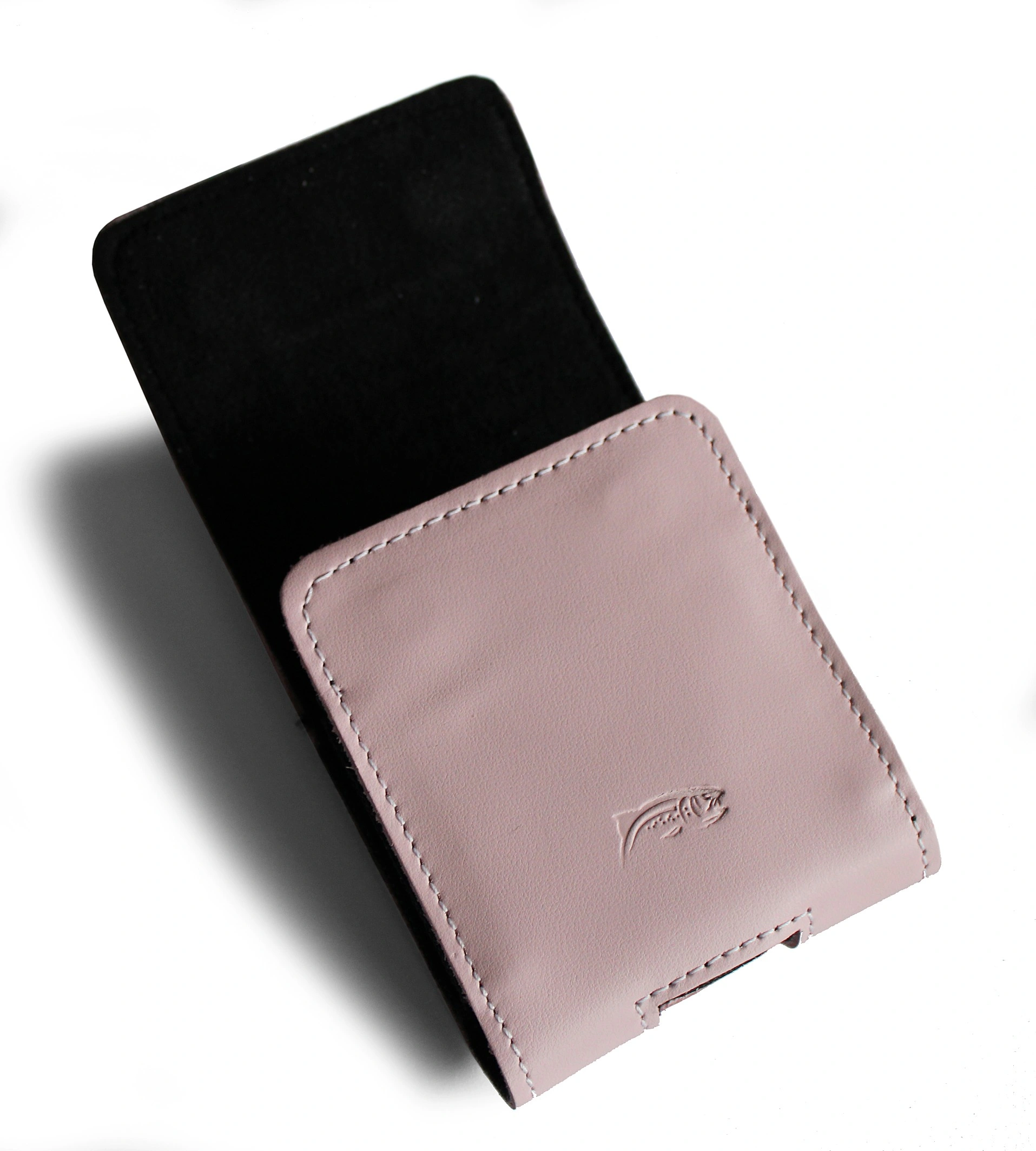 Kryt LURESKO HECTOR FLIP M leather neck/belt/belt loop case for Flip models (smooth pink with white thread)