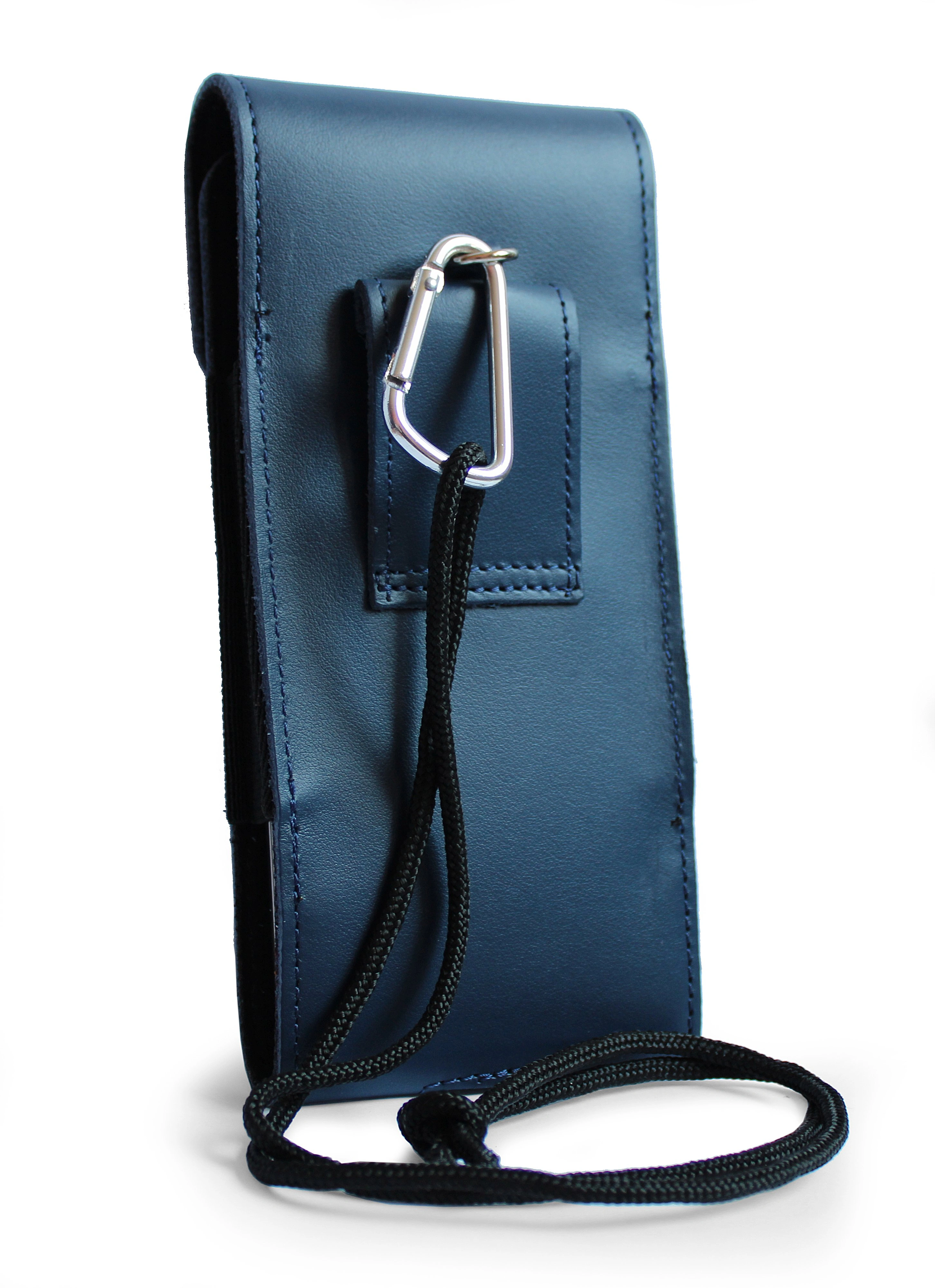 Kryt LURESKO HECTOR XXL leather neck case / belt case / loop holster vertical 167x78x10mm (smooth blue with blue thread)