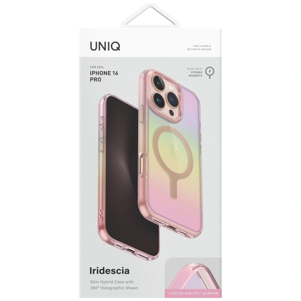 Kryt UNIQ Iridescia Apple iPhone 16 Pro Magclick Charging pink prism