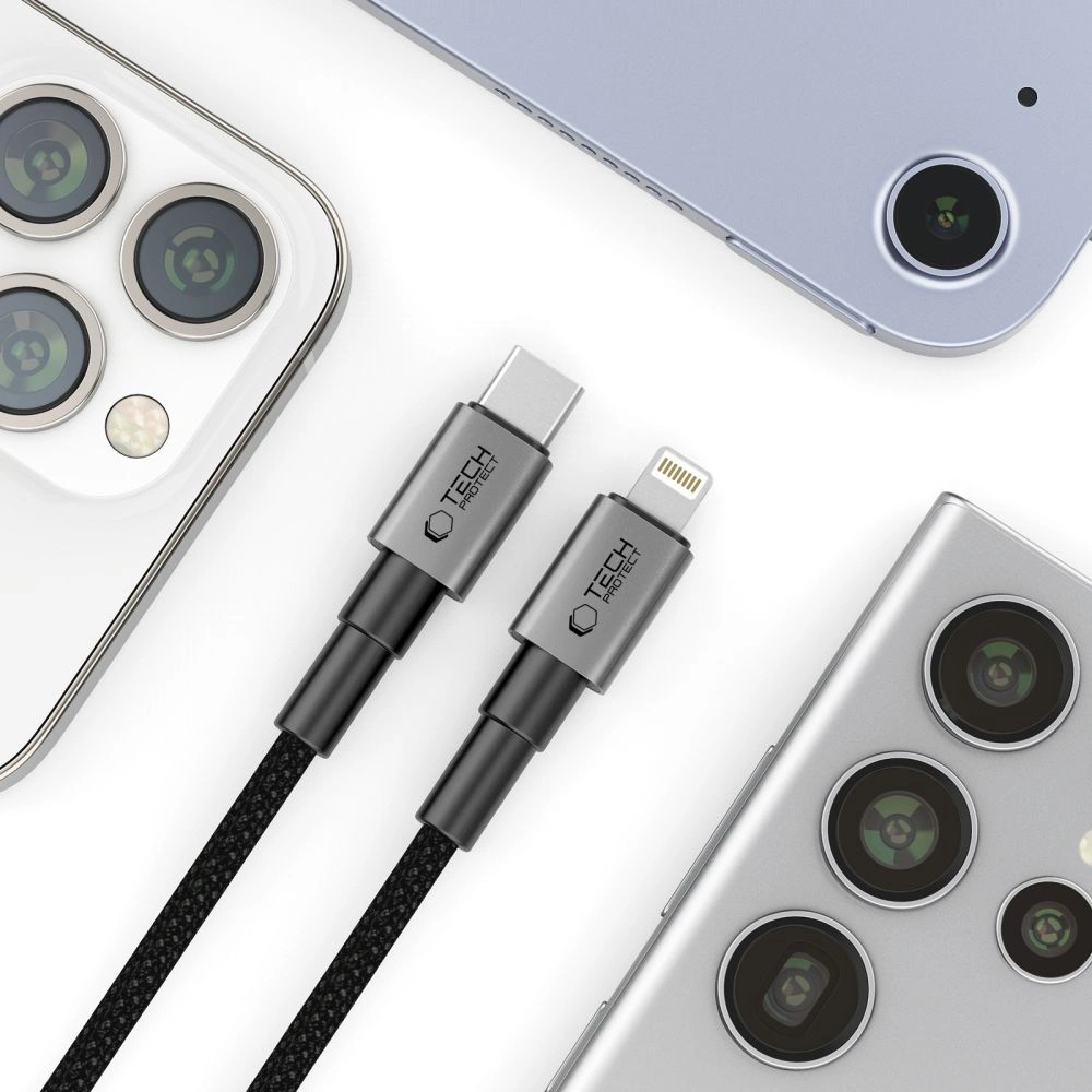 Tech-Protect Ultraboost DNA USB-C / Lightning Cable PD 27W / 3A 25cm Iron Grey