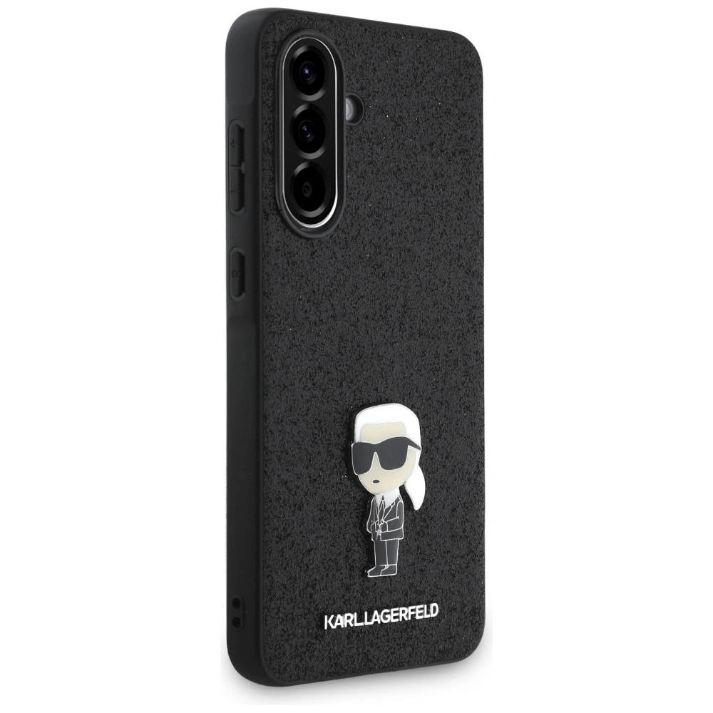 Kryt Karl Lagerfeld Fixed Glitter Ikonik Logo Metal Pin Samsung Galaxy A36 black