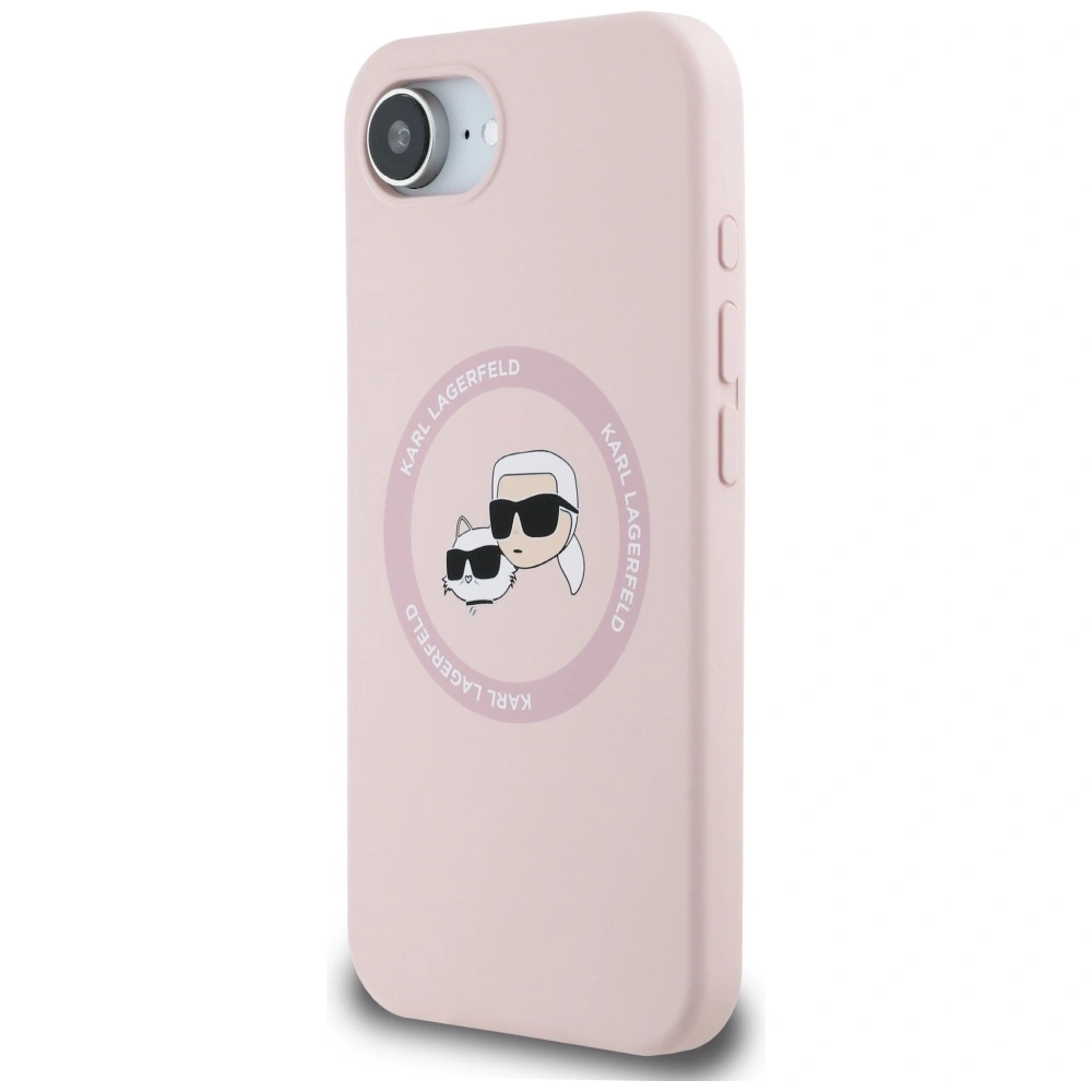 Kryt Karl Lagerfeld Silicone Karl&Choupette Heads MagSafe Apple iPhone 17e / 16e pink