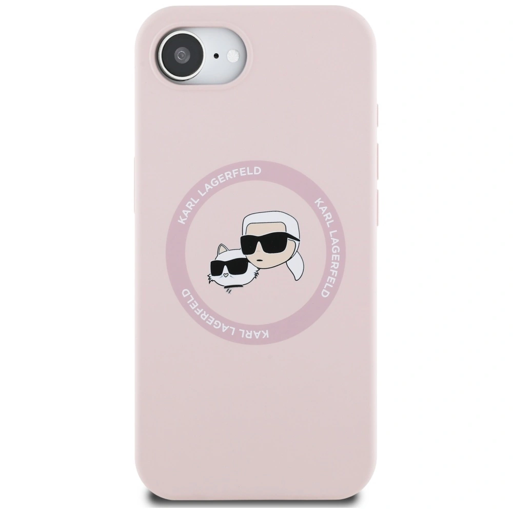 Kryt Karl Lagerfeld Silicone Karl&Choupette Heads MagSafe Apple iPhone 17e / 16e pink