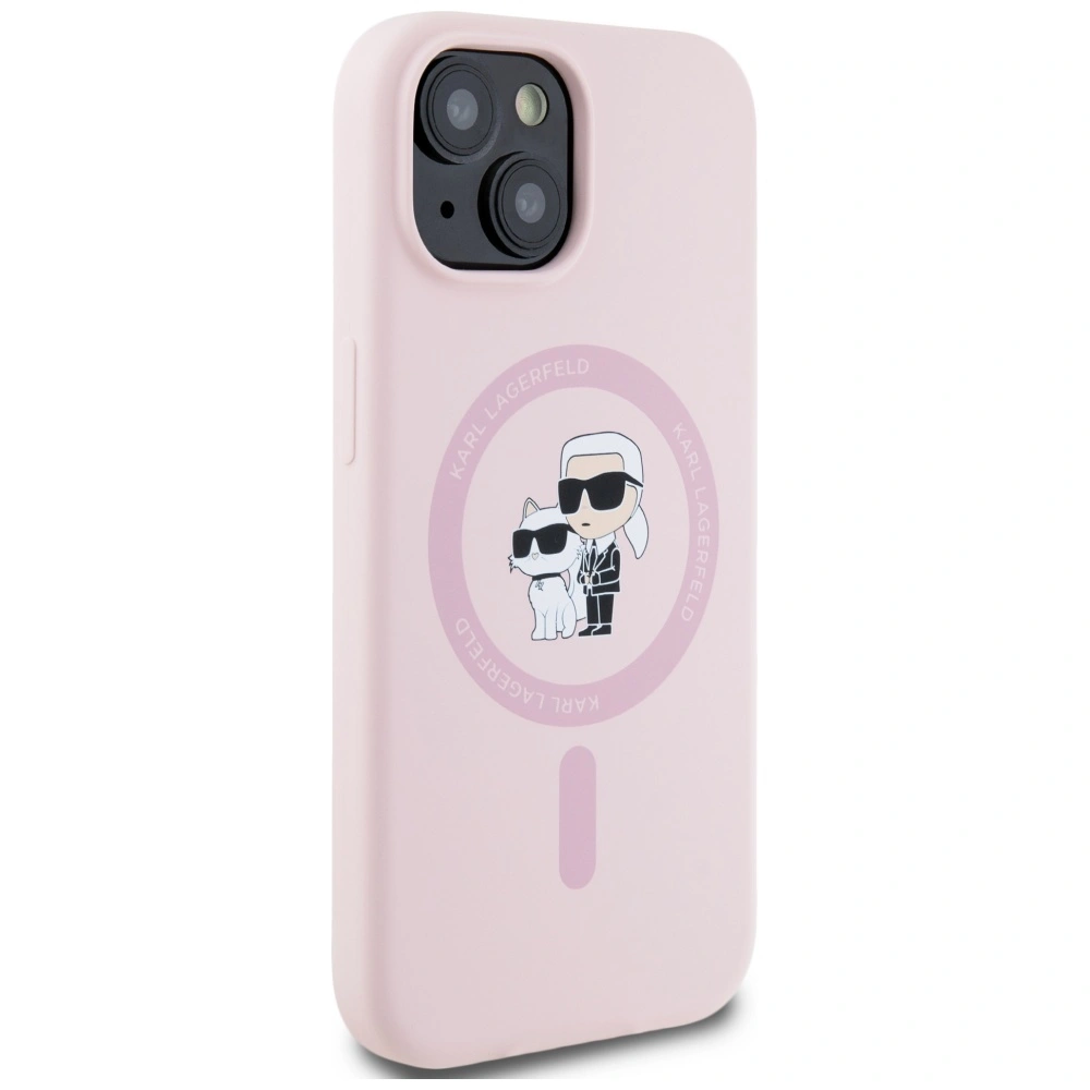 Kryt Karl Lagerfeld Silicone Karl&Choupette MagSafe Apple iPhone 15 Plus pink