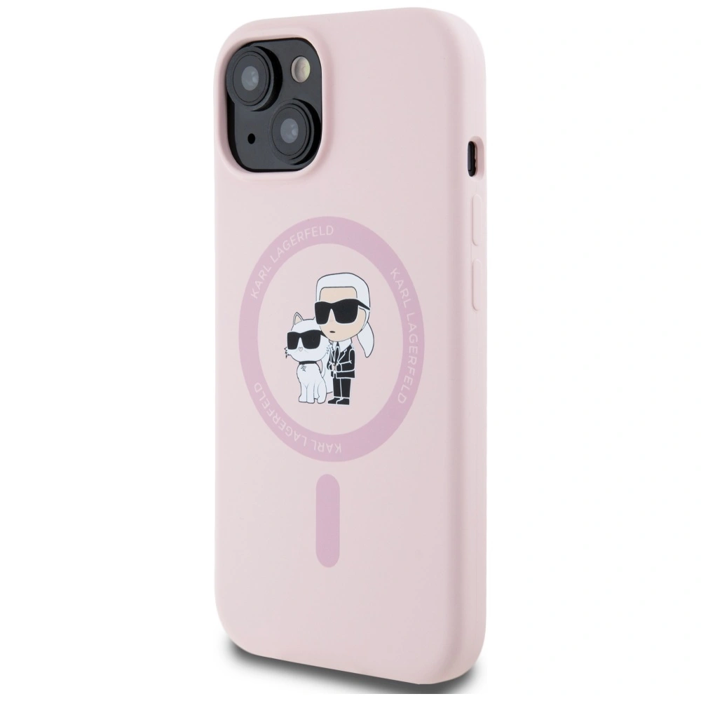 Kryt Karl Lagerfeld Silicone Karl&Choupette MagSafe Apple iPhone 15 pink