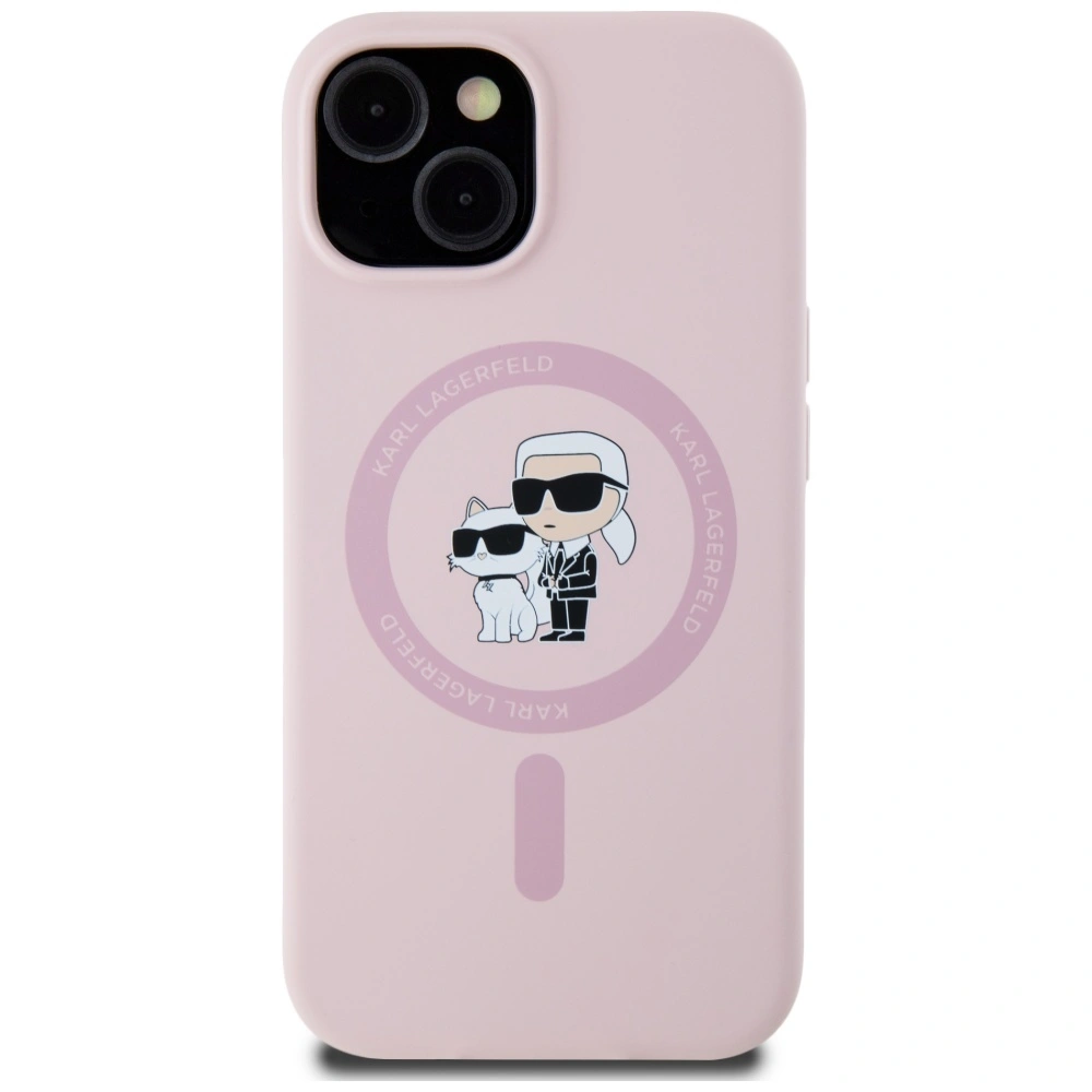 Kryt Karl Lagerfeld Silicone Karl&Choupette MagSafe Apple iPhone 15 pink