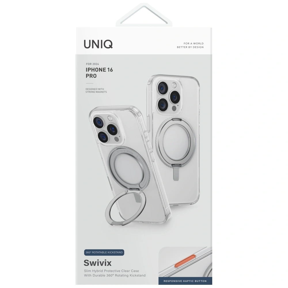 Kryt UNIQ Swivix Apple iPhone 16 Pro 360 Rotating Kickstand clear