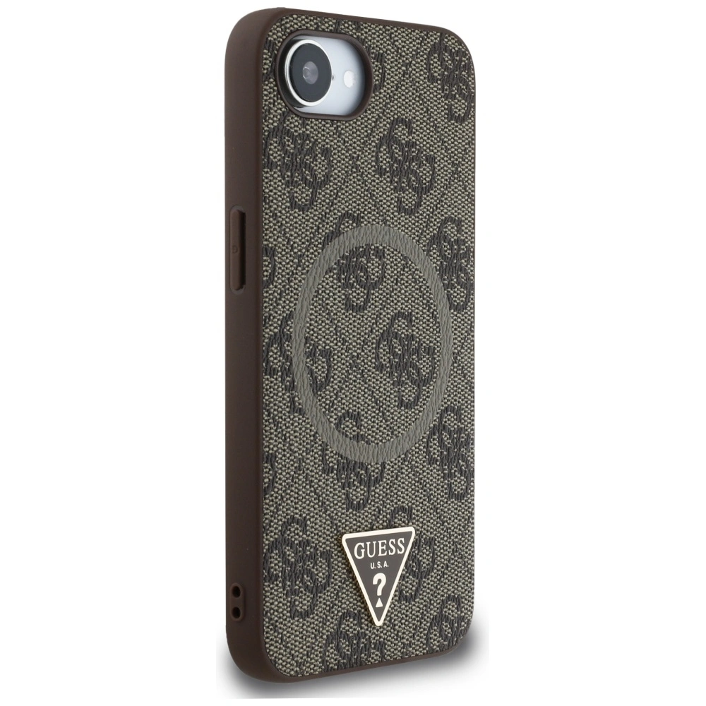 Kryt Guess 4G Ring Triangle Logo MagSafe do Apple iPhone 17e / 16e brown