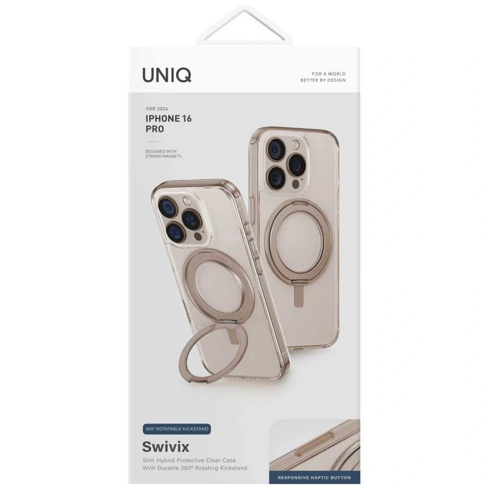 Kryt UNIQ Swivix Apple iPhone 16 Pro 360 Rotating Kickstand gold