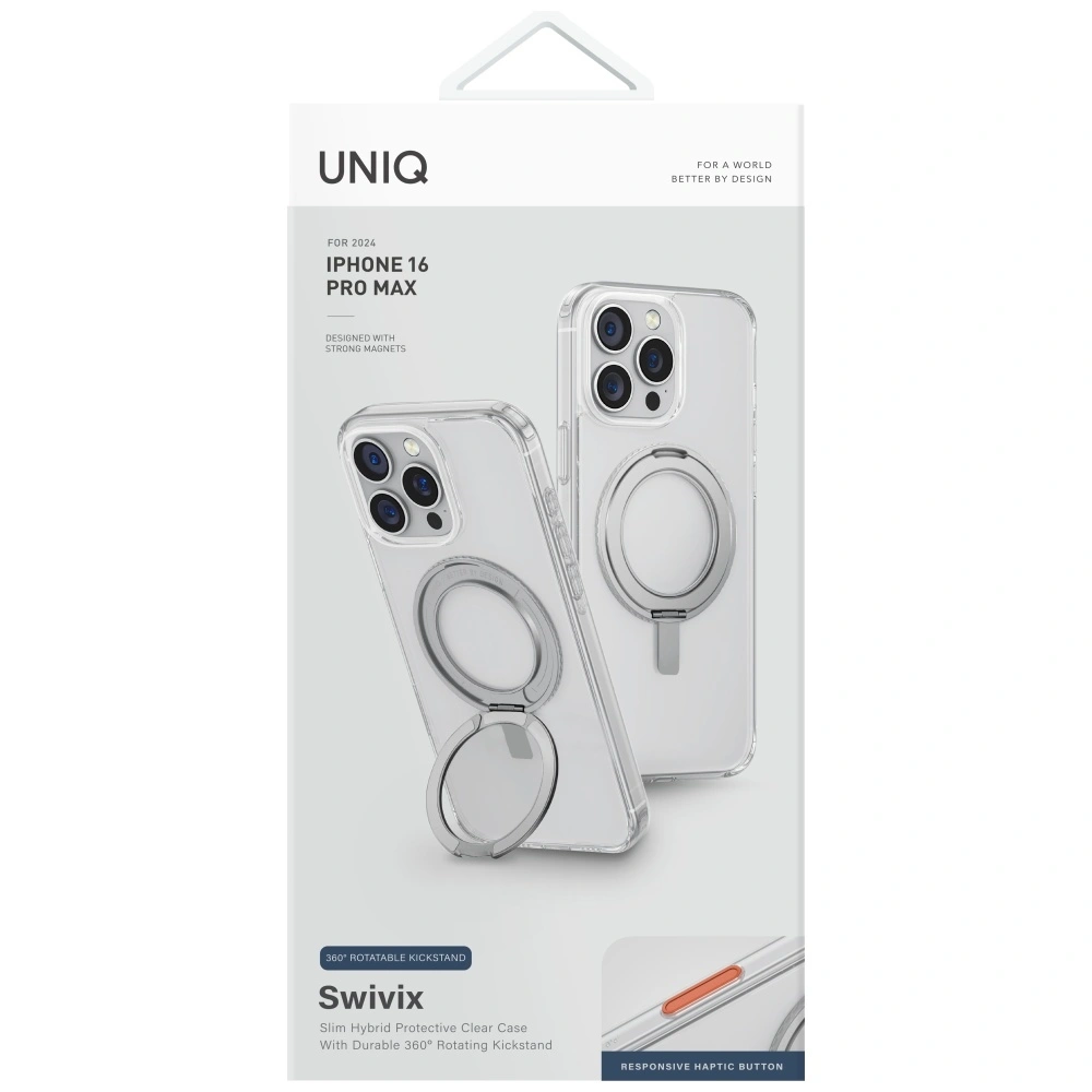 Kryt UNIQ Swivix Apple iPhone 16 Pro Max 360 Rotating Kickstand clear