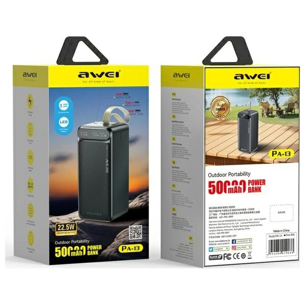 AWEI PA-13 50000mAh 22.5W powerbank black