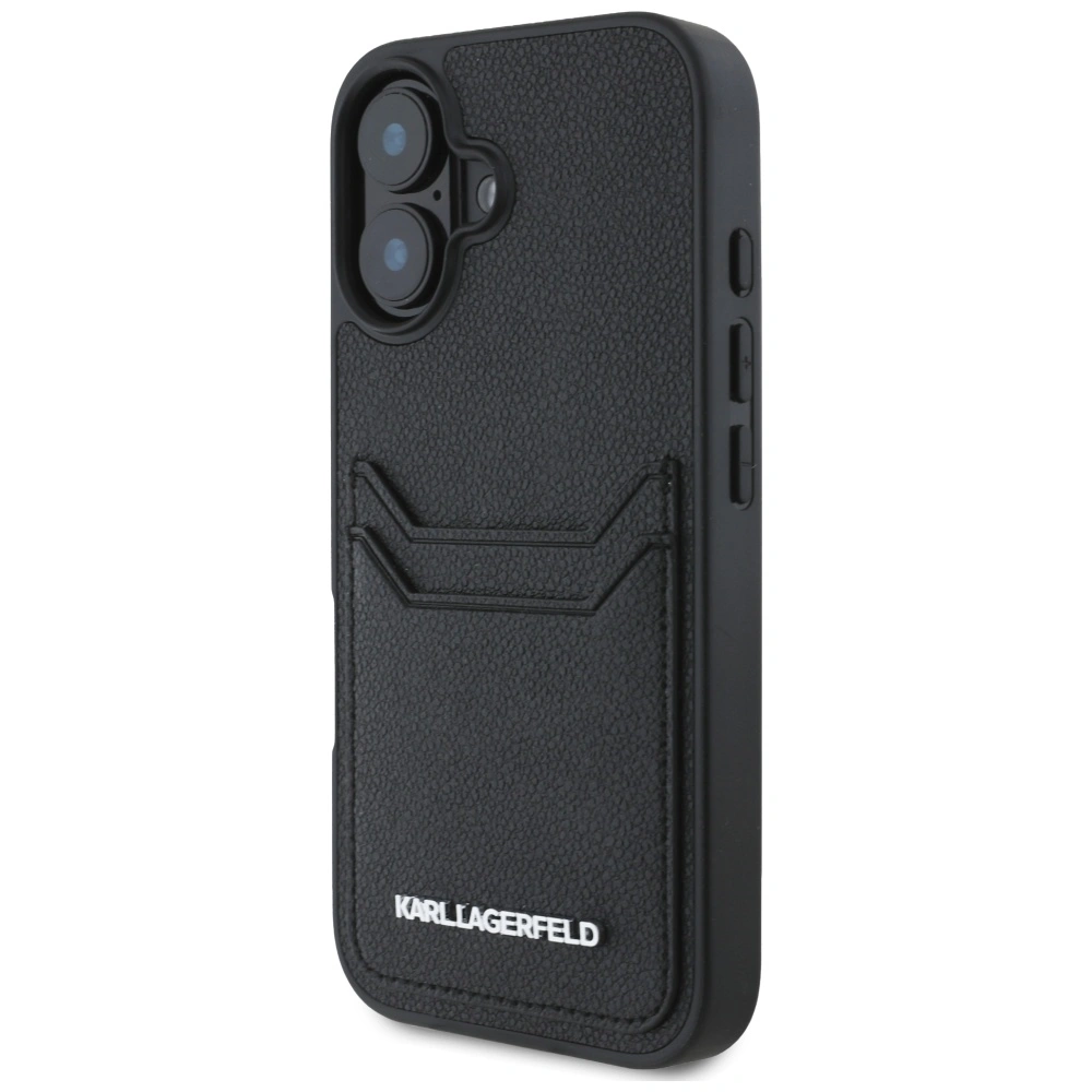 Kryt Karl Lagerfeld HC Grained PU Cardslot Metal Elong Apple iPhone 16 black