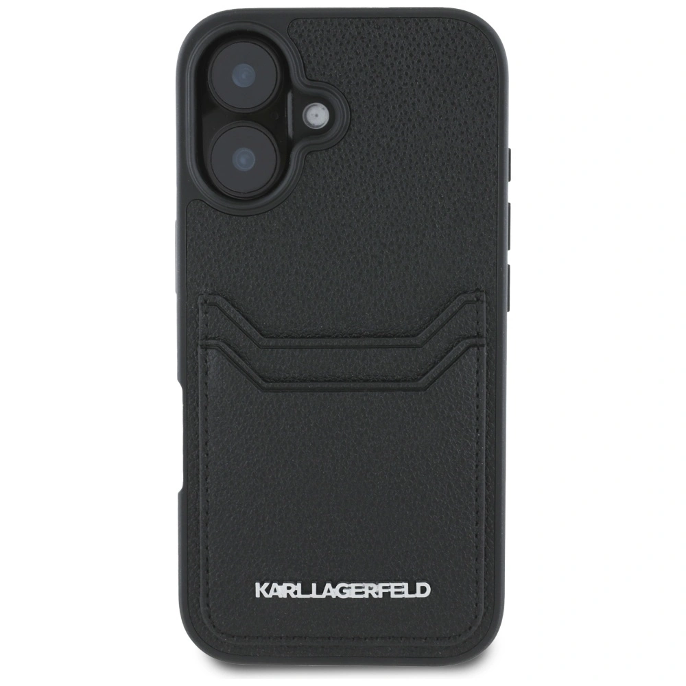 Kryt Karl Lagerfeld HC Grained PU Cardslot Metal Elong Apple iPhone 16 black