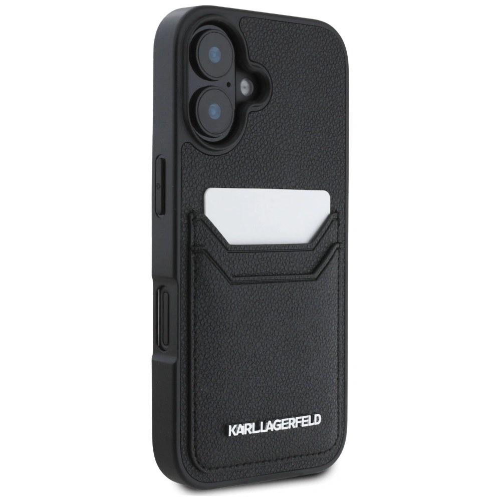 Kryt Karl Lagerfeld HC Grained PU Cardslot Metal Elong Apple iPhone 16 black